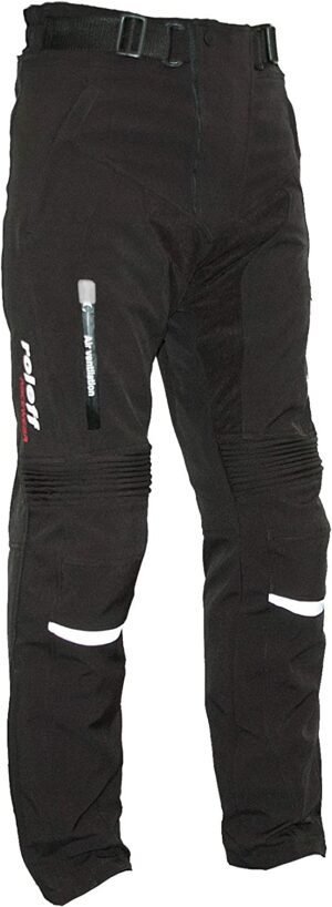 Pantalones de moto softshell negro con forro térmico extraíble, protectores y ajustes, para verano e invierno