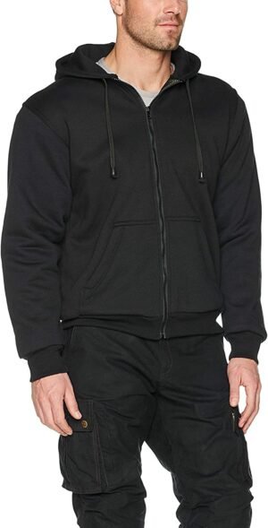BIKERS GEAR Australian Sudadera para motociclistas, con capucha, forro interior con refuerzo DuPont de Kevlar y protectores extraíbles