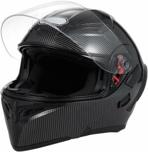 Shkalacar Casco de Moto Unisex para Adultos, Casco Moto Integral Cool Rider Equipment Four Seasons, Casco de Moto con Doble Visera Abatible hacia Arriba con BT Space M/L/XL