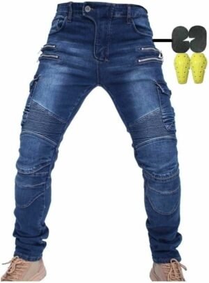 Hombres Pantalones De Motociclismo para Pantalones De Carreras De Motocross con Pantalones Anti Caída,Jeans de Moto, 4 x Equipo de protección