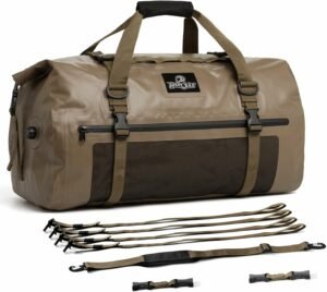 Bolsa Trasera de Motocicleta de 50 l, Bolsa de sillín de Motocicleta, Impermeable, para Barco, Viajes, Pesca, Adecuado para Aventura y Camping, marrón