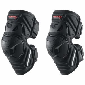 Scoyco 1 par de rodilleras para motociclismo, color negro, ajustables, rodilleras protectoras para motocross, carreras, montaña