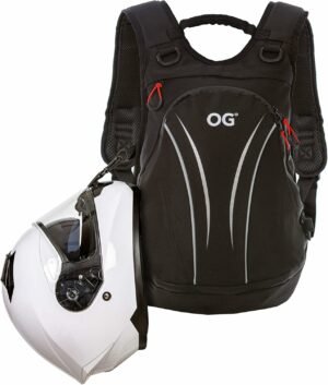 OG Original Roadrunner Mochila Moto Negra Impermeable Ligera, 20L, Bolsa Porta-Casco Moto, Correa Casco, Ciclismo, Antirrobo, Portátil, Reflectante
