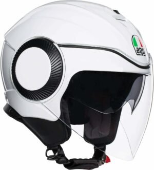 AGV Abierto E2205 Orbyt Solid Casco Moto Jet, Hombre, Blanco Perla, Small