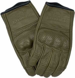 Rokker Tucson - Guantes de moto perforados para hombre (Oliva)