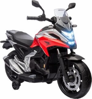 AIYAPLAY Moto Eléctrica para Niños de +3 Años con Licencia Honda Motocicleta de Batería 12V con USB MP3 Luz LED Moto para Niños con Velocidad 3 km/h Carga 30 kg Rojo