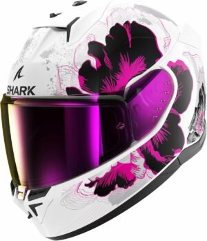 Shark, Casco de moto integral D-SWKAL 3 MAYFER, White violet anthracite WVA, S