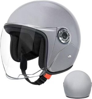 Casco De Motocicleta - Medio Casco Moto Hombre, Scooter Casco, Ciclomotor Casco para Hombres Mujeres, Casco De Moto para Adultos, Cascos De Motocicleta para Circunferencia Máxima De La Cabeza 65cm