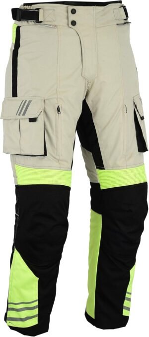 Bikers Gear Australia Hi Viz Safety GloRider - Pantalones impermeables para motocicleta con armadura extraíble CE1621-1