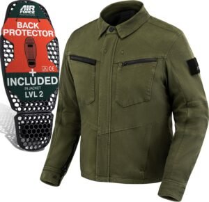 SHIMA Giro Jacket Chaqueta Moto Hombre AirForce Protector Espalda Cazadora Motociclista Chaquetas Protecciones Stretch Verano Moto Armadura Cazadoras Urbano Motocicletas (Masculinos, Khaki, 4XL)