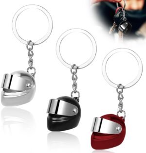 UYVPAER 3 Piezas Llavero Casco De Moto Metálico, Llavero De Casco Motociclista, Llavero Con Diseño De Casco Motorista De Metal, Llavero De Motero Metálico