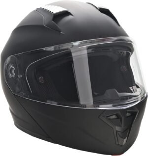 HOMCOM Casco de Moto Integral ECE Talla L-XL Casco de Motocicleta con Doble Visera Cabezal Anticolisión y Ventilaciones con Certificación Europea Unisex Color Negro