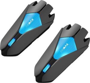 ASMAX Z1 Intercomunicador Casco Moto Bluetooth, 10 Motociclistas Mesh Intercom, Control por Voz/Carga Rápida/Emparejamiento Universal/Cancelación de Ruido/ IP67 Impermeable, Doble