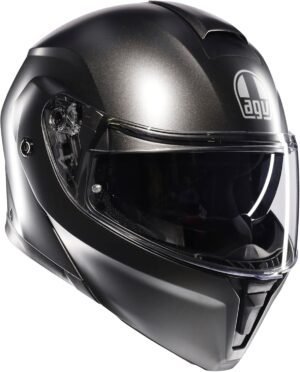 AGV Streetmodular ECE 22-06 Mono, Casco De Moto Modular Homologado ECE 22-06 P/J con Pantalla Parasol, Gris Asfalto Mate, L
