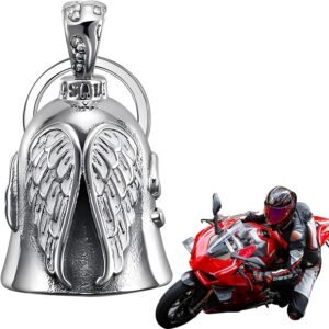 Luylmo Campana de moto Guardian Bell para motocicleta, campanilla de motocicleta, amuleto de la suerte, campana de protección de ángel para bendecir la paz, amuleto de la suerte