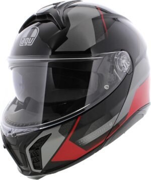 AGV Tourmodular Perception casco de motocicleta brillo negro gris rojo casco sistema