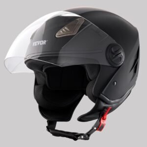 VEVOR Casco de Motocicleta, 3/4 de Cara, ABS y de Alta Densidad con Ranura para Bluetooth y Lentes Intercambiables, Cómodo Casco de Motocross, Apto para Jóvenes y Adultos, 347 x 275 x 238 mm