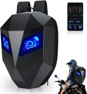 Mochila para casco para moto, programable, mochila LED, bolsa de casco con pantalla LED, impermeable, 3D rígida, color negro