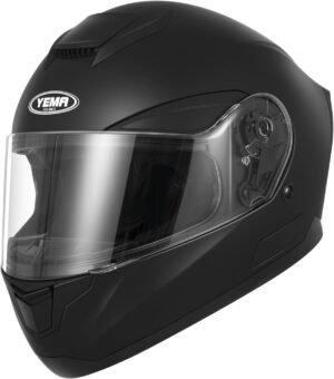 Casco Moto Integral ECE Homologado - YEMA YM-831 Casco de Moto Scooter para Mujer Hombre Adultos(Negro Mate, Large)