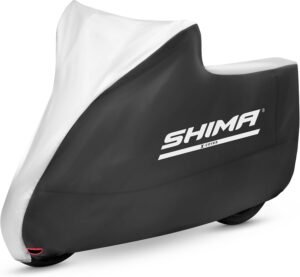 SHIMA X-Cover Funda Moto Impermeable para Exterior Grande Fundas Motocicleta Accesorios Capa la Motos Protección UV Antipolvo Orificio para Bloqueo (Negro, S)