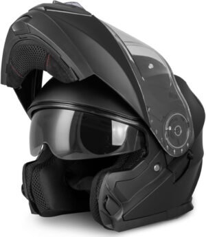 VINZ Santos Casco Modular con Visera Solar | Casco Moto & Scooter & Vespa | ECE 22.06 Homologado | En Tamaño XS - XXL | para Hombre y Mujer